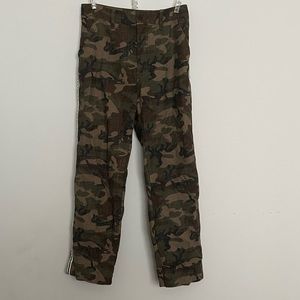 Camo print pants with black and navy stripe high waisted